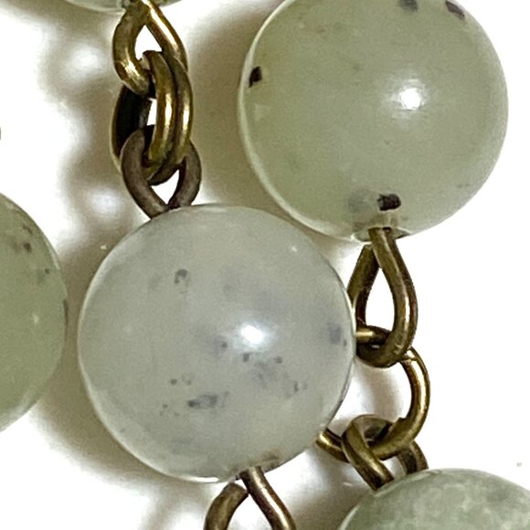 Natural Mint Green Serpentine Necklace, Bronze Leaf Branch + Genuine Gemstone - Picture 13 of 16